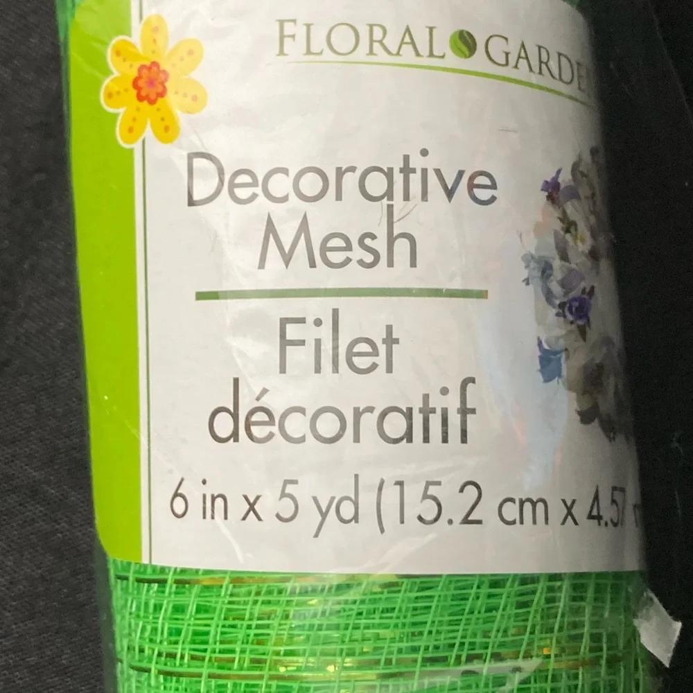Floral Garden Bright Green Decorative Mesh 6” x 180”